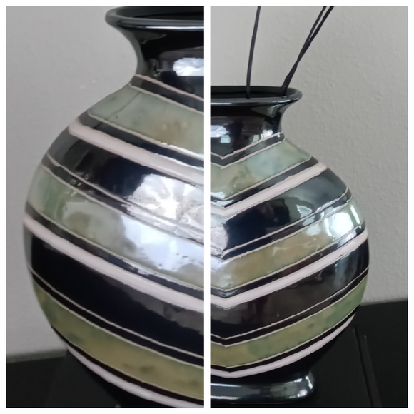 "THREE HANDS" Geometric Eclectic Ceramic Vase - Picture 4 of 9